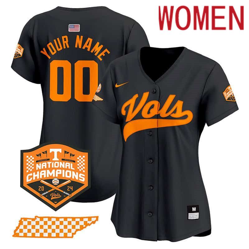 Women Tennessee Volunteers Black 2024 Nike Champions Vapor Premier Limited Custom NCAA Jersey->women nfl jersey->Women Jersey